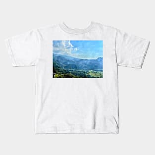 Mountain view of Northern of Thailand watercolor art Kids T-Shirt